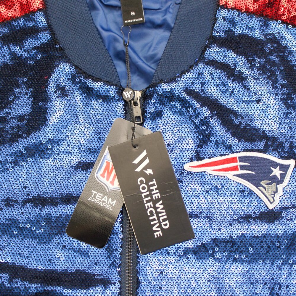 LAST ONE! Sequin Ombre New England Patriots Full Zip Bomber Jacket Women's Large - Picture 6 of 6
